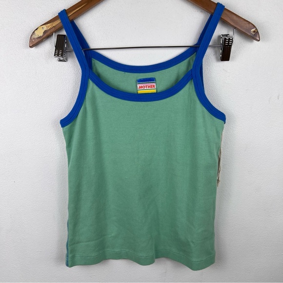 MOTHER The Open Arms Tank Top Neptune Green and Blue Aster - Picture 2 of 7
